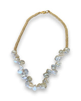 Keshi fresh water pearl anklet with rounded gold filled beads on a lobster clasp.