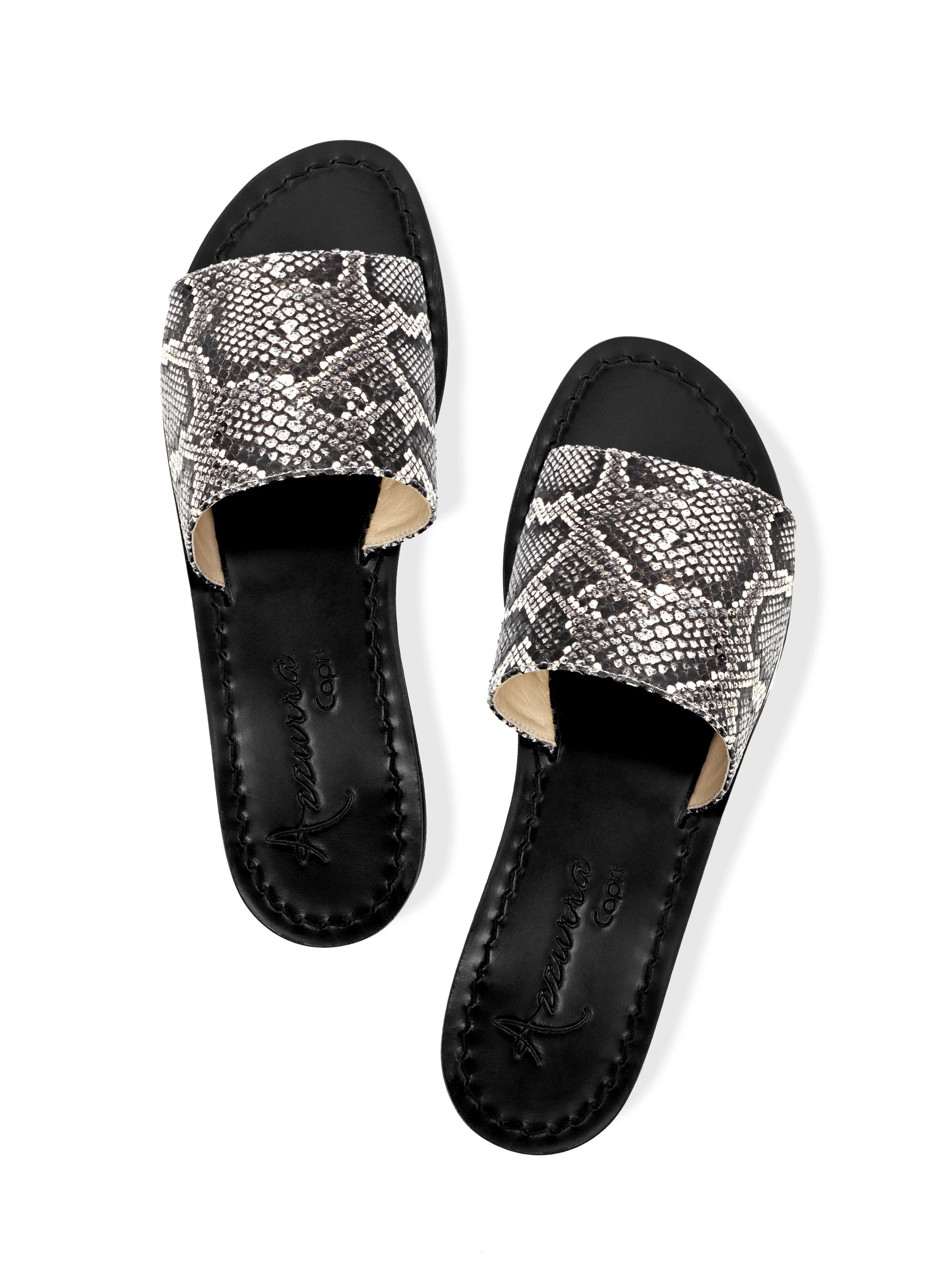 Black cheap snakeskin slides